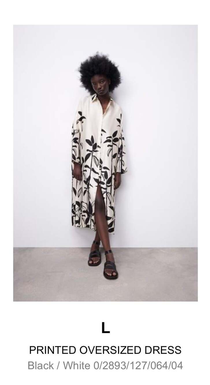 Zara Printed Oversized Dress Size L